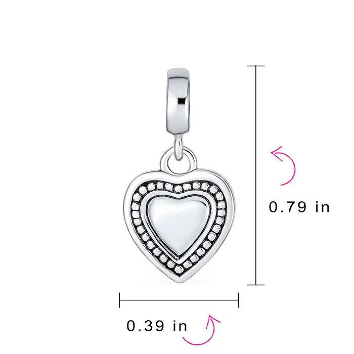 Vintage Initial Alphabet Bead Charm Heart Sterling Silver for European Bracelet BlingJewelry Wholesale Bracelets