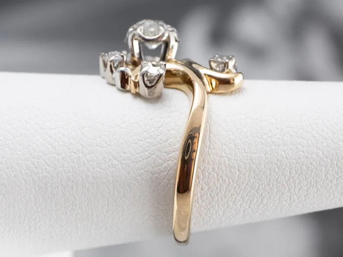 Vintage Old Mine Cut Diamond Cocktail Ring Market Square Jewelers Rings
