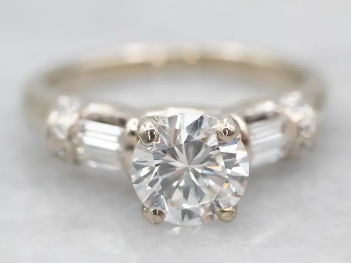 White Gold GIA Certified Diamond Engagement Ring with Diamond Accents Market Square Jewelers Rings White Gold GIA Certified Diamond Engagement Ring with Diamond Accents Market Square Jewelers Rings