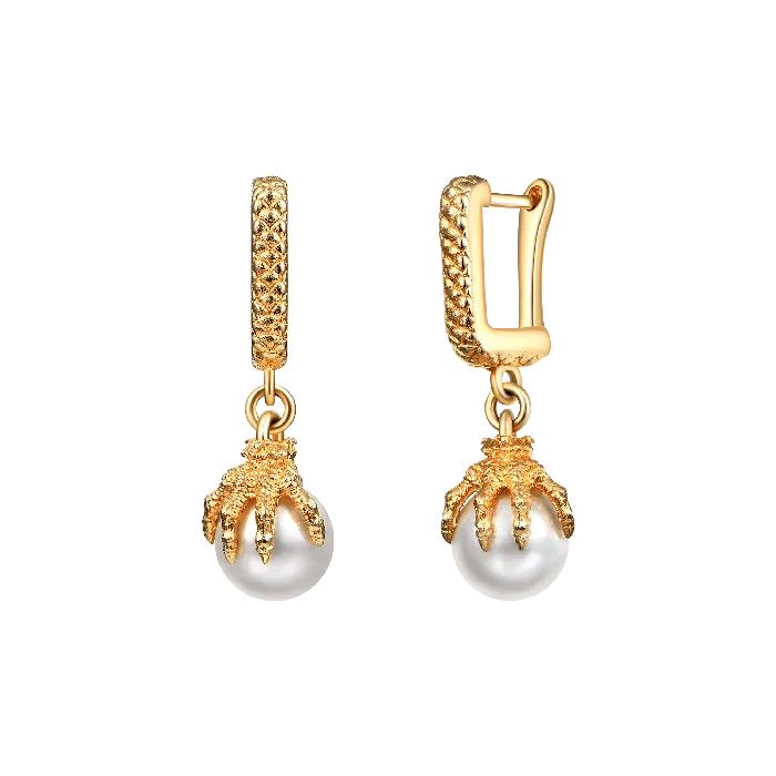 WONG Dragon Claw Pearl Dangly Earring aporro Earrings