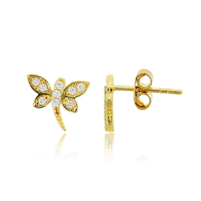 14K Yellow Gold Micropave CZ Dragonfly Stud Earring DecadenceJewelry Earrings 14K Yellow Gold Micropave CZ Dragonfly Stud Earring DecadenceJewelry Earrings