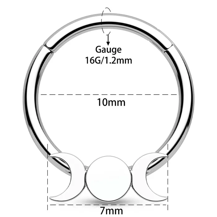 16G Flat Moon Phase 316L Stainless Steel Septum Ring OUFER BODY JEWELRY Rings