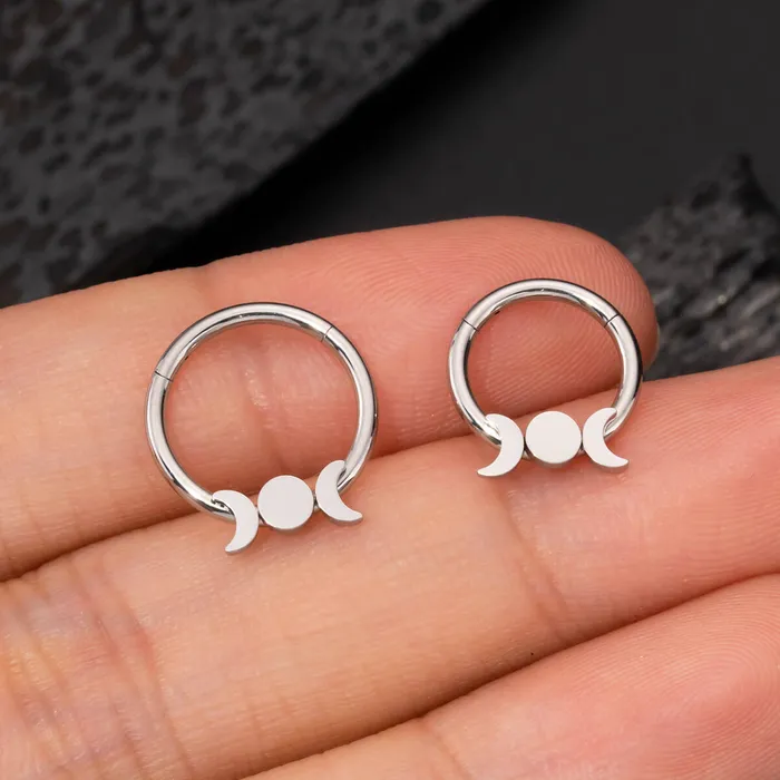 16G Flat Moon Phase 316L Stainless Steel Septum Ring OUFER BODY JEWELRY Rings