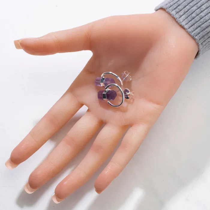 Amethyst Crystal Earrings with Stud Backing Kalifano Earrings Amethyst Crystal Earrings with Stud Backing Kalifano Earrings