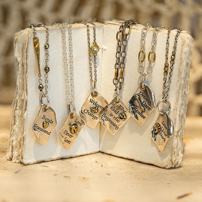 Chapters of Life Charm Love is Never Lost 6 Waxing Poetic Charm Necklaces