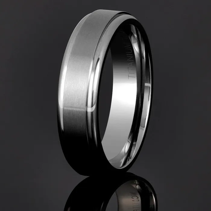 Crucible Titanium Brushed and Polished Ridged Edge Ring 6mm Wide Invicta Jewelry Rings Crucible Titanium Brushed and Polished Ridged Edge Ring 6mm Wide Invicta Jewelry Rings