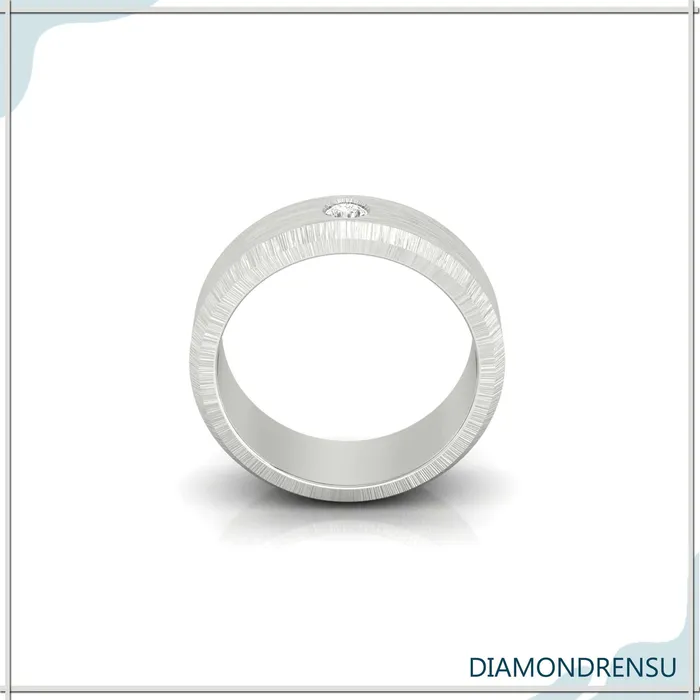 Diamondrensu 240 MM Round Cut Moissanite Flush Setting Dazzling Mens Wedding Band Rings