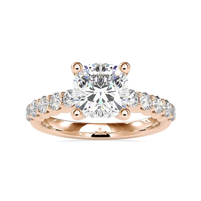 Diamondrensu Cushion Cut Diamond Ring With Pave Design Rings
