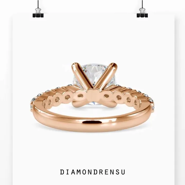 Diamondrensu Cushion Cut Diamond Ring With Pave Design Rings