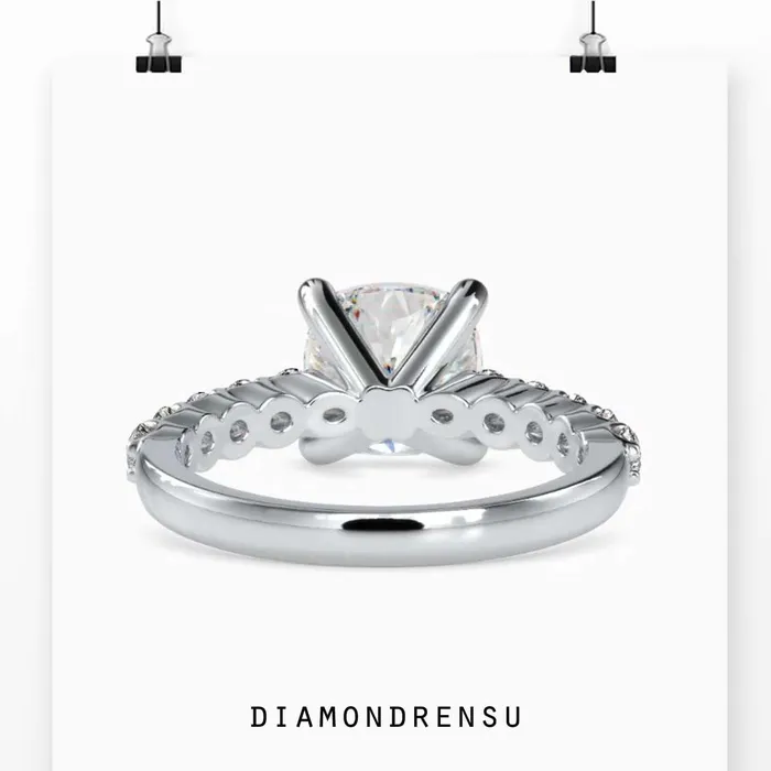 Diamondrensu Cushion Cut Diamond Ring With Pave Design Rings