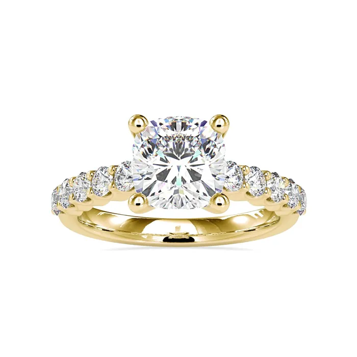 Diamondrensu Cushion Cut Diamond Ring With Pave Design Rings