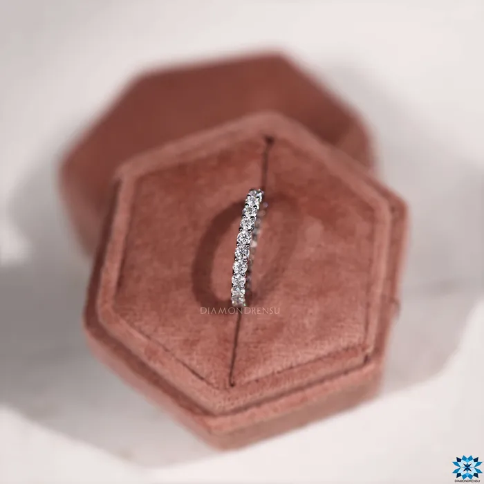 Diamondrensu Eternity Ring Round Cut Moissanite Band Rings
