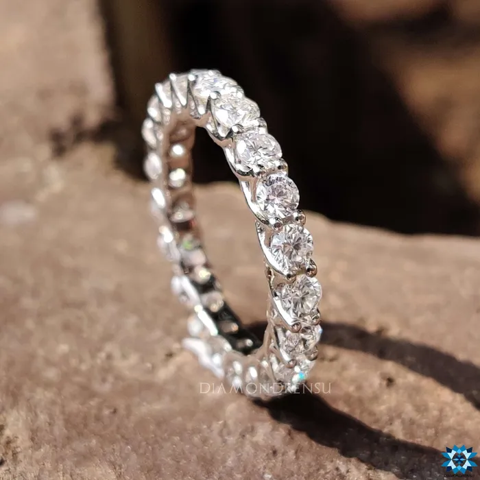 Diamondrensu Eternity Ring Round Cut Moissanite Band Rings