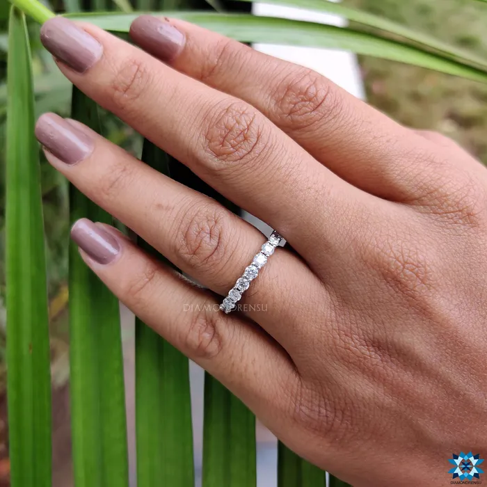Diamondrensu Eternity Ring Round Cut Moissanite Band Rings