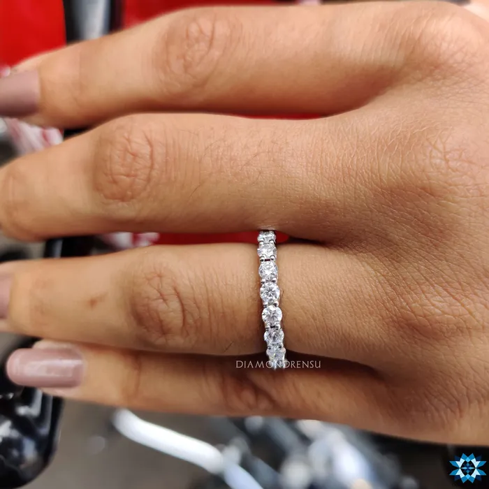 Diamondrensu Eternity Ring Round Cut Moissanite Band Rings