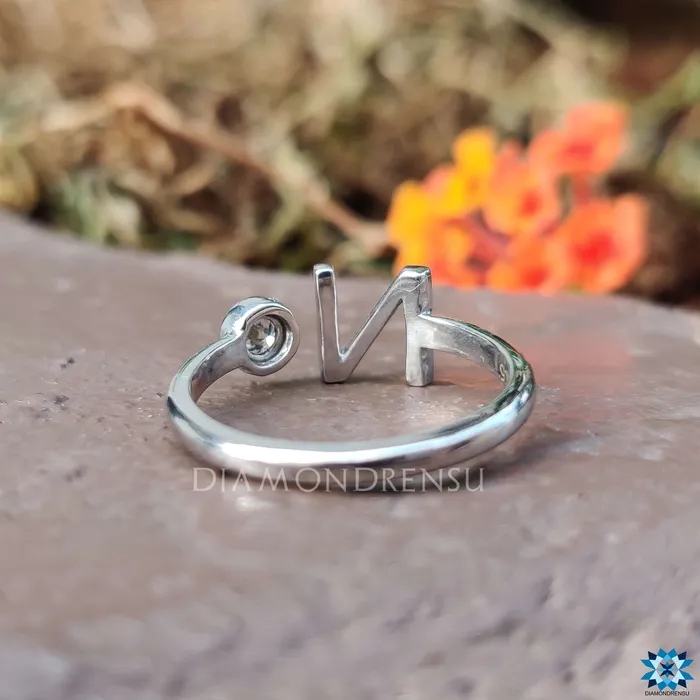 Diamondrensu Rings 012 CT Round Brilliant Cut N Letter Personalized Wedding Band Diamondrensu Rings 012 CT Round Brilliant Cut N Letter Personalized Wedding Band