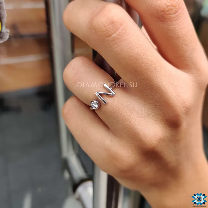 Diamondrensu Rings 012 CT Round Brilliant Cut N Letter Personalized Wedding Band Diamondrensu Rings 012 CT Round Brilliant Cut N Letter Personalized Wedding Band