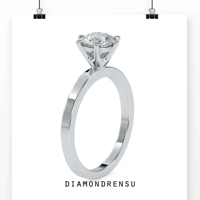 Diamondrensu Rings 6 Prong Engagement Ring With Solitaire Setting
