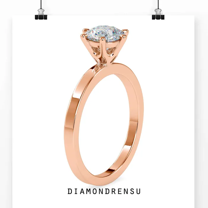 Diamondrensu Rings 6 Prong Engagement Ring With Solitaire Setting