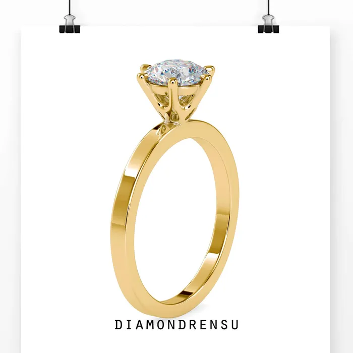 Diamondrensu Rings 6 Prong Engagement Ring With Solitaire Setting