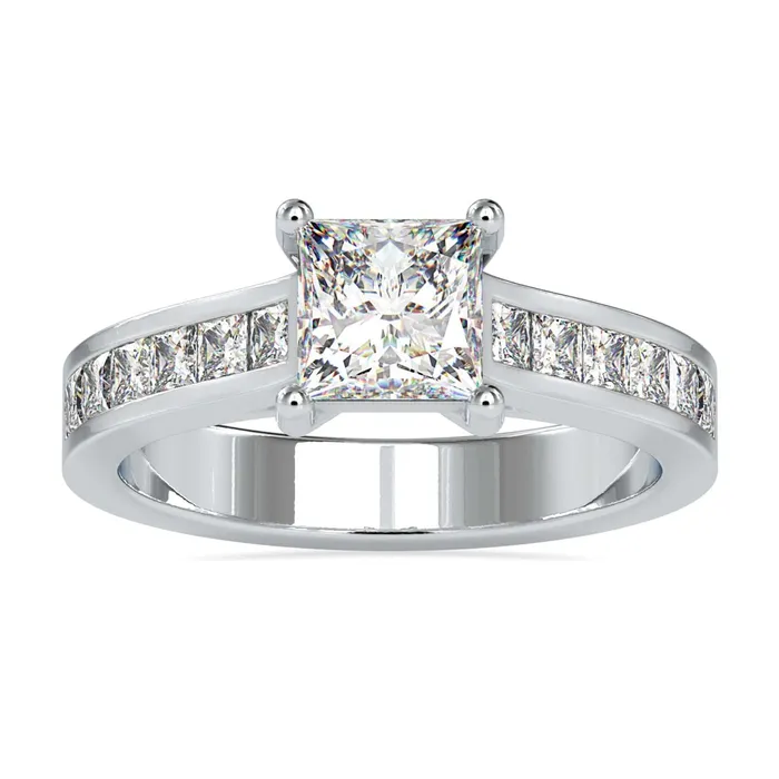 Diamondrensu Rings Channel Set Engagement Ring with Lab Grown Diamond Elegance Diamondrensu Rings Channel Set Engagement Ring with Lab Grown Diamond Elegance