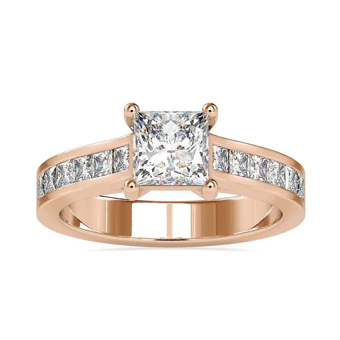 Diamondrensu Rings Channel Set Engagement Ring with Lab Grown Diamond Elegance