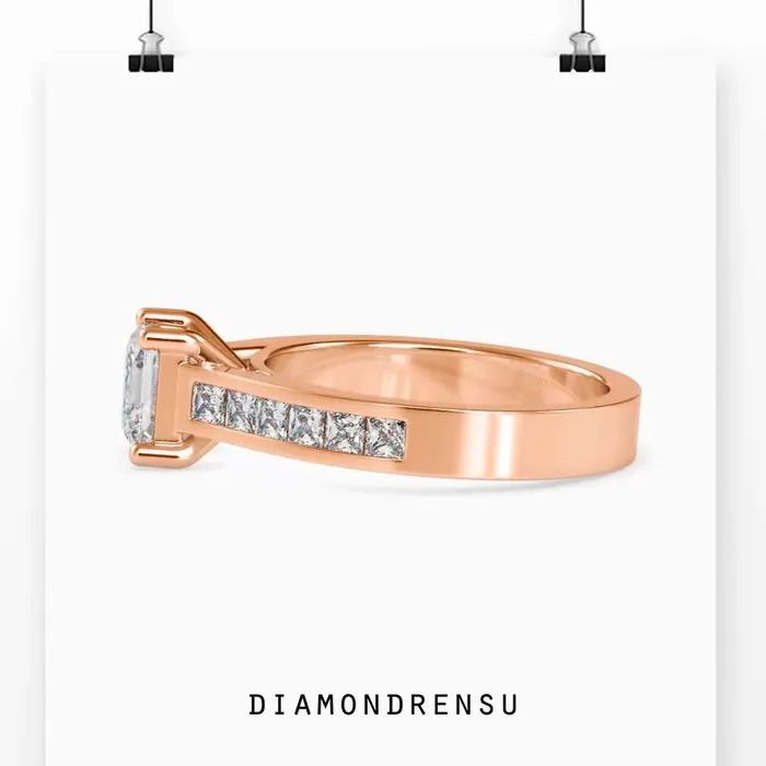 Diamondrensu Rings Channel Set Engagement Ring with Lab Grown Diamond Elegance