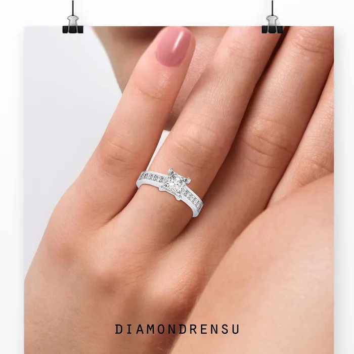 Diamondrensu Rings Channel Set Engagement Ring with Lab Grown Diamond Elegance