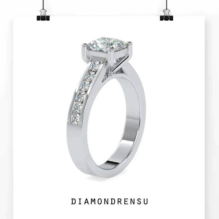 Diamondrensu Rings Channel Set Engagement Ring with Lab Grown Diamond Elegance