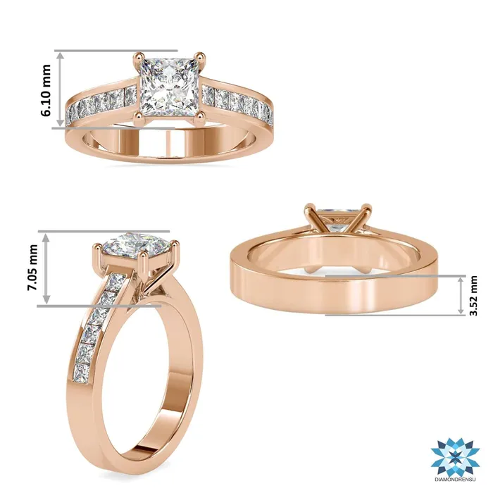 Diamondrensu Rings Channel Set Engagement Ring with Lab Grown Diamond Elegance