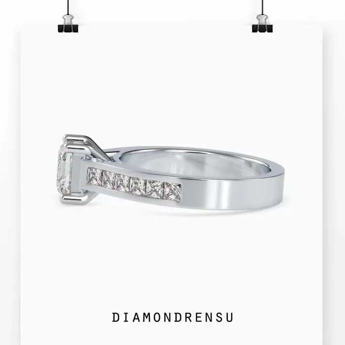Diamondrensu Rings Channel Set Engagement Ring with Lab Grown Diamond Elegance