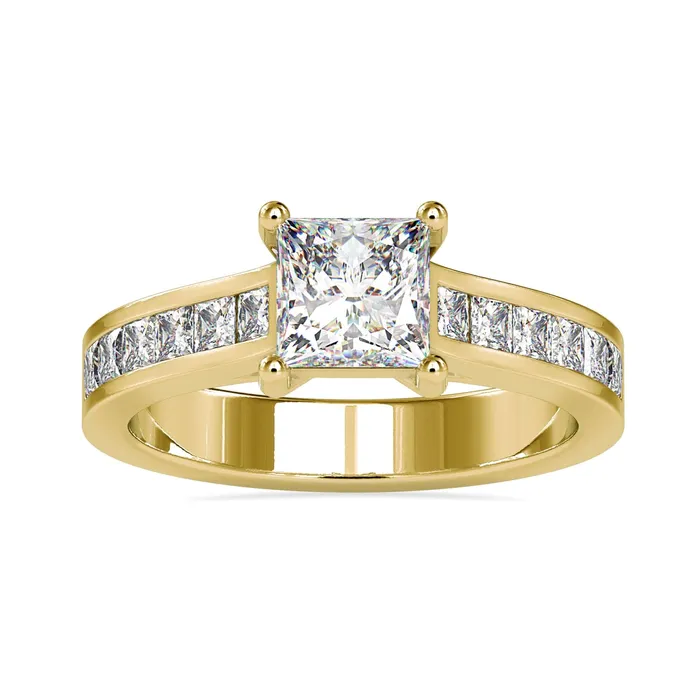 Diamondrensu Rings Channel Set Engagement Ring with Lab Grown Diamond Elegance