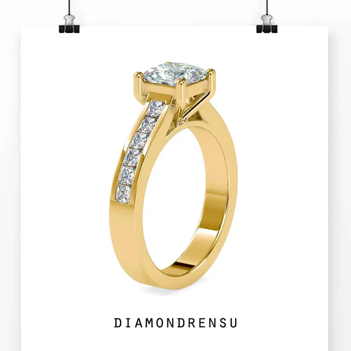 Diamondrensu Rings Channel Set Engagement Ring with Lab Grown Diamond Elegance