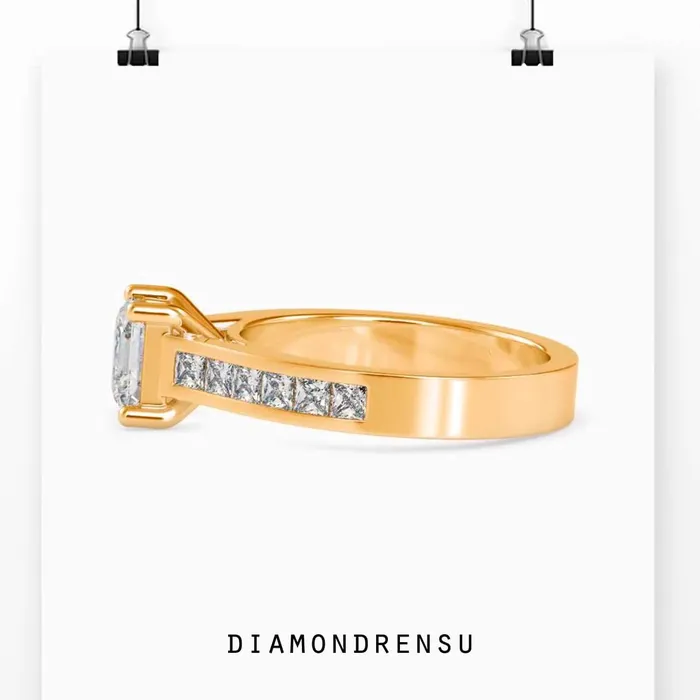 Diamondrensu Rings Channel Set Engagement Ring with Lab Grown Diamond Elegance