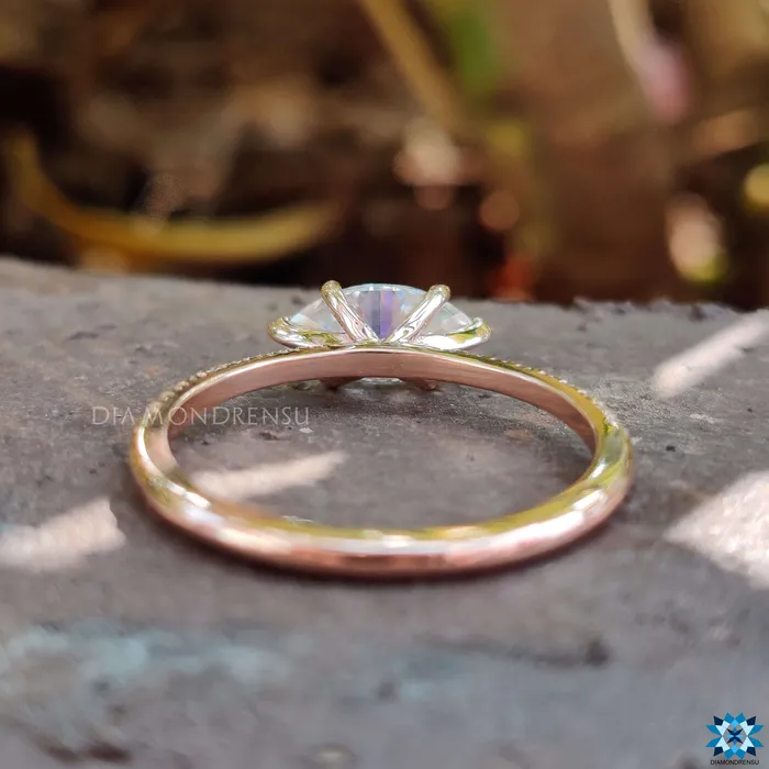 Diamondrensu Rings East to West Classic French Pave Marquise Moissanite Engagement Ring