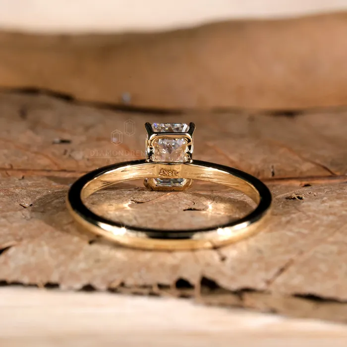 Diamondrensu Rings Emerald Cut Engagement Ring 10 CT EF Lab Created Diamond Solitaire Ring IGI Certified Diamond Engagement Ring