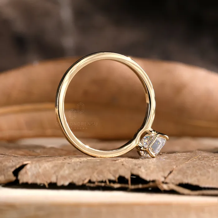 Diamondrensu Rings Emerald Cut Engagement Ring 10 CT EF Lab Created Diamond Solitaire Ring IGI Certified Diamond Engagement Ring