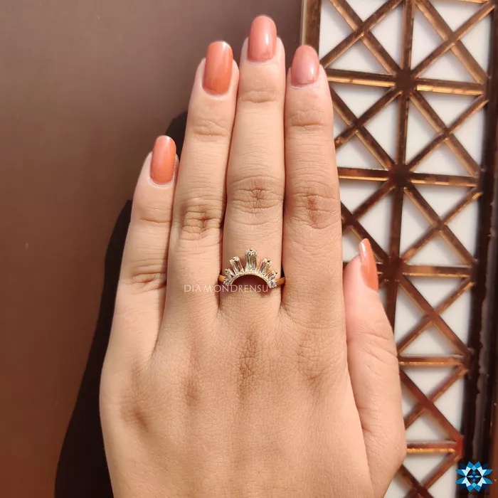 Diamondrensu Unique 101 TCW French Cut Antique Crown Moissanite Wedding Band Rings