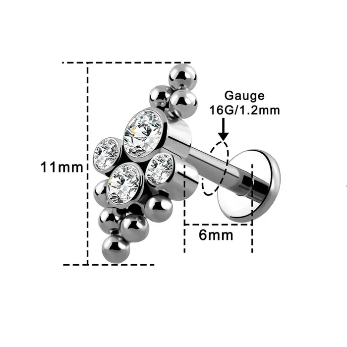 Earrings 16G 6mm Elegant Titanium Flat Back Helix Stud OUFER BODY JEWELRY Earrings 16G 6mm Elegant Titanium Flat Back Helix Stud OUFER BODY JEWELRY