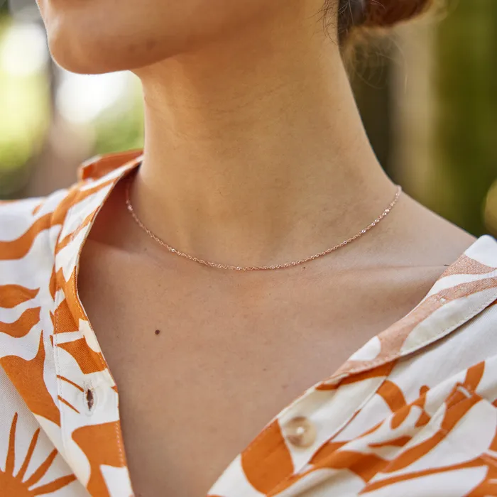Earrings Maui Divers Jewelry 10mm Singapore Chain in Rose Gold