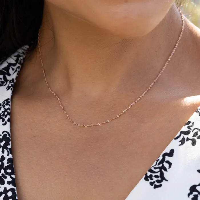 Earrings Maui Divers Jewelry 10mm Singapore Chain in Rose Gold