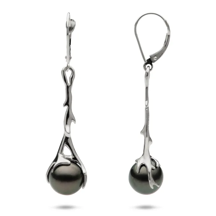Earrings Maui Divers Jewelry Heritage Tahitian Black Pearl Earrings in White Gold 910mm Earrings Maui Divers Jewelry Heritage Tahitian Black Pearl Earrings in White Gold 910mm