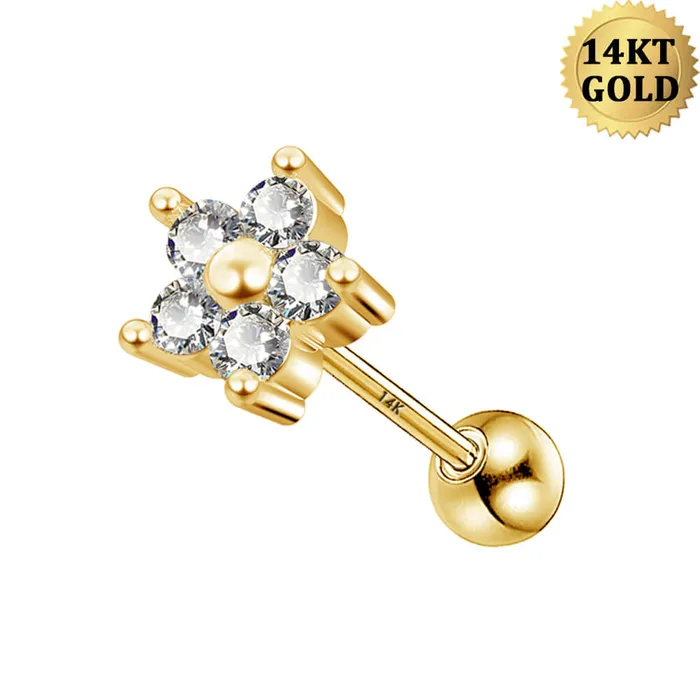Earrings OUFER BODY JEWELRY 14K Gold Cartilage Earrings Flower Cartilage Earring Earrings OUFER BODY JEWELRY 14K Gold Cartilage Earrings Flower Cartilage Earring