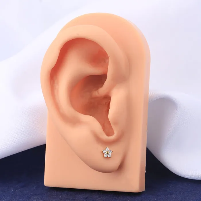 Earrings OUFER BODY JEWELRY 14K Gold Cartilage Earrings Flower Cartilage Earring Earrings OUFER BODY JEWELRY 14K Gold Cartilage Earrings Flower Cartilage Earring