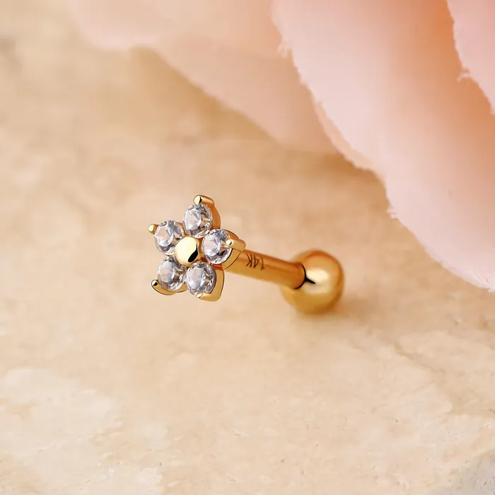 Earrings OUFER BODY JEWELRY 14K Gold Cartilage Earrings Flower Cartilage Earring Earrings OUFER BODY JEWELRY 14K Gold Cartilage Earrings Flower Cartilage Earring
