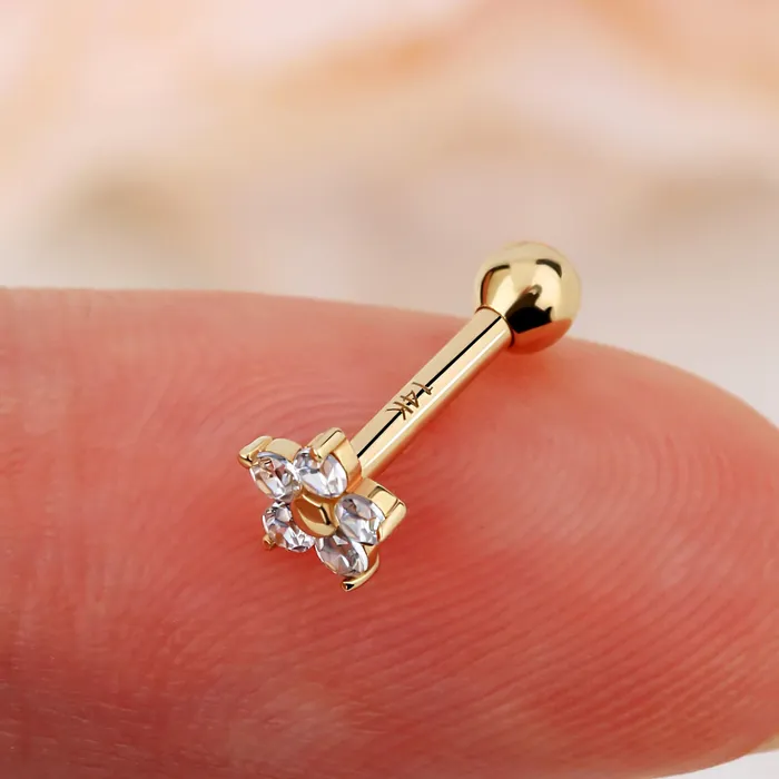 Earrings OUFER BODY JEWELRY 14K Gold Cartilage Earrings Flower Cartilage Earring Earrings OUFER BODY JEWELRY 14K Gold Cartilage Earrings Flower Cartilage Earring