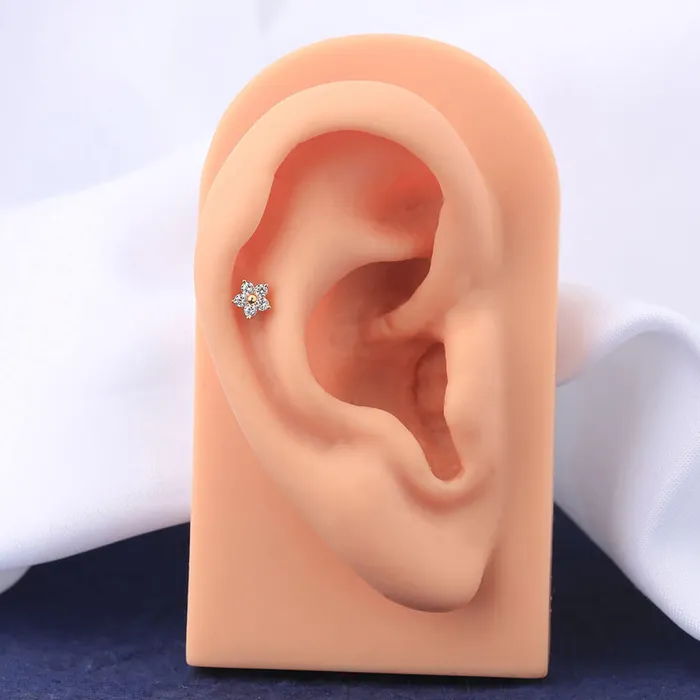 Earrings OUFER BODY JEWELRY 14K Gold Cartilage Earrings Flower Cartilage Earring Earrings OUFER BODY JEWELRY 14K Gold Cartilage Earrings Flower Cartilage Earring
