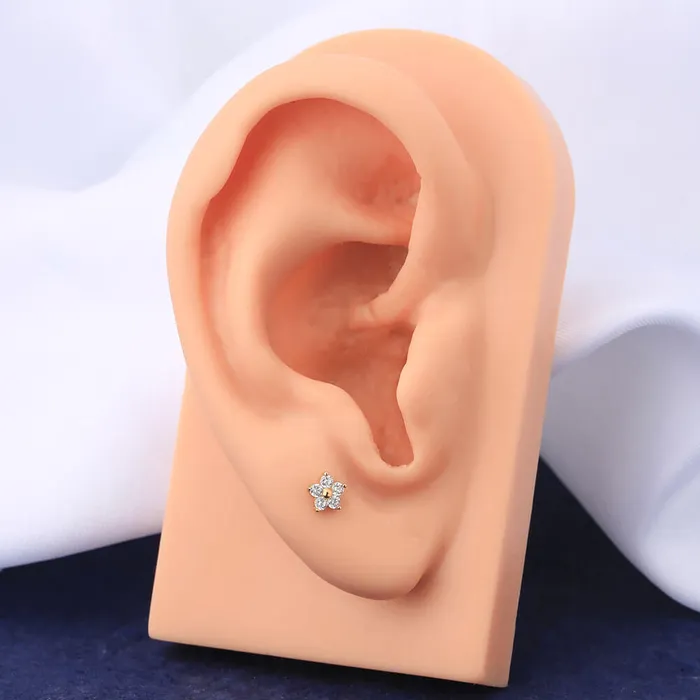 Earrings OUFER BODY JEWELRY 14K Gold Cartilage Earrings Flower Cartilage Earring Earrings OUFER BODY JEWELRY 14K Gold Cartilage Earrings Flower Cartilage Earring