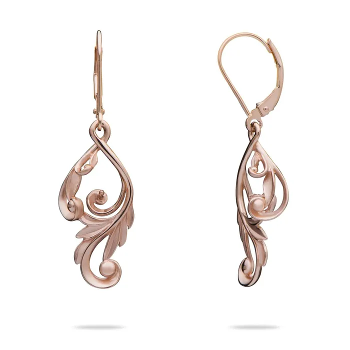 Earrings PickAPearl Pick A Pearl Maile Scroll Earrings in Rose Gold