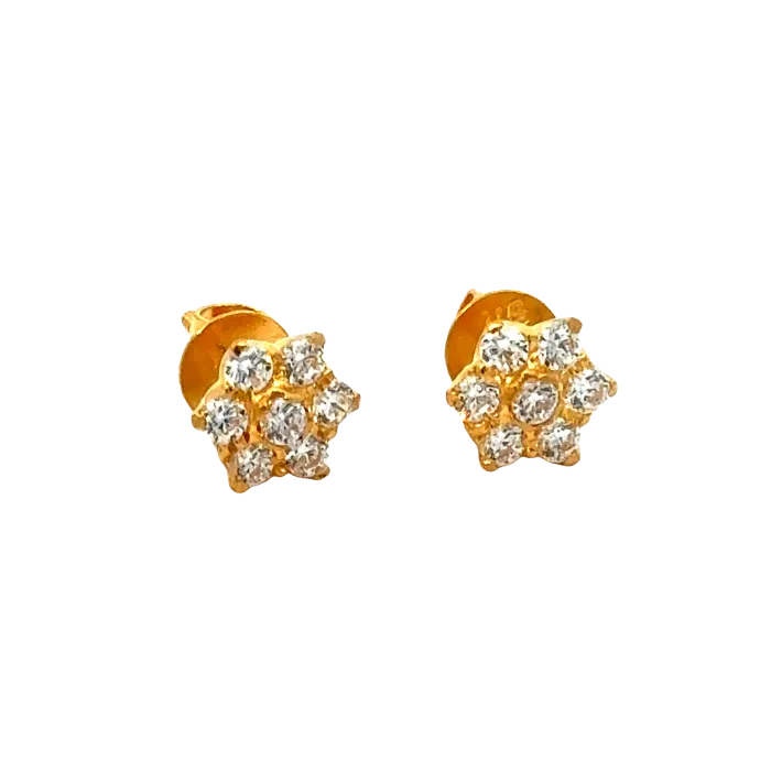 Gold Palace 22k Yellow Gold Cubic Zirconia Stud Earrings with gold weight of 132g Earrings